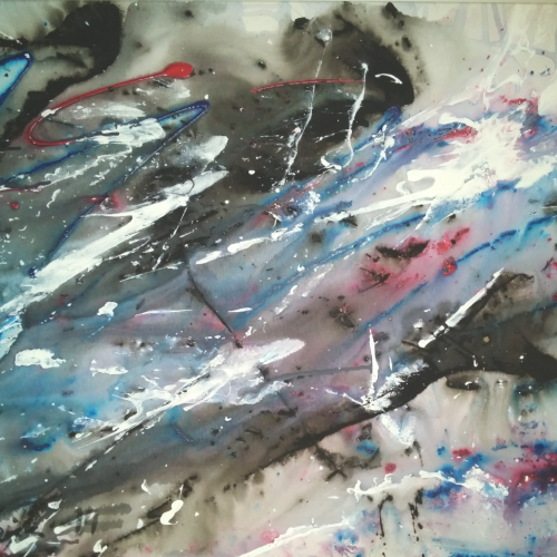 Merihevonen. Akryyliväri kanvaasille. 69,5 cm x 00 cm.
